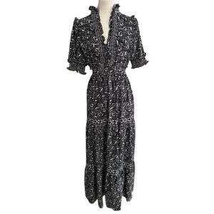 MAX STUDIO LONDON Black White Tierred Maxi Dress Size S Party Work‎ Vacation